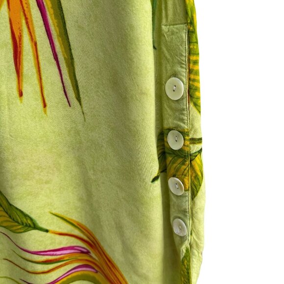 La Cera Vintage Womens V Neck Bird of Paradise Floral Mumu Day Maxi Dress L - Picture 7 of 10